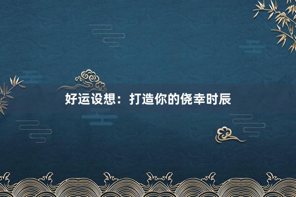 好运设想：打造你的侥幸时辰
