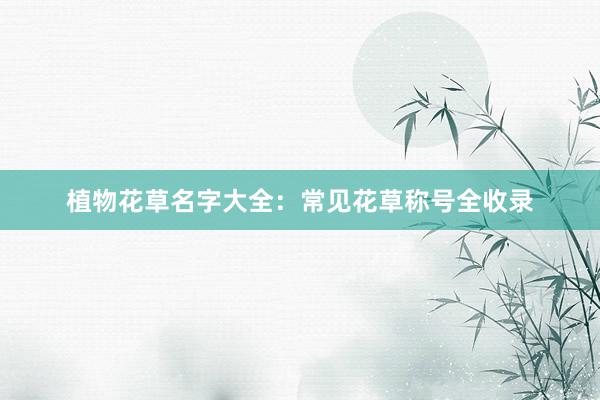 植物花草名字大全：常见花草称号全收录
