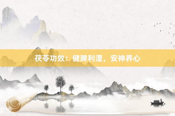 茯苓功效：健脾利湿，安神养心